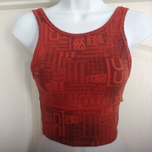 Lululemon Power Pivet Everluxe Tank Motif All Over Logo Rust Athleisure Activewe